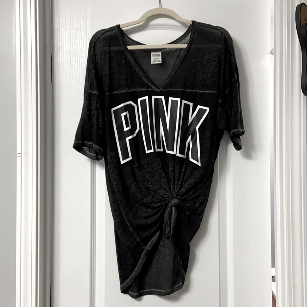 SOLD**NWOT Vs PINK Sheer Logo VNeck Jersey